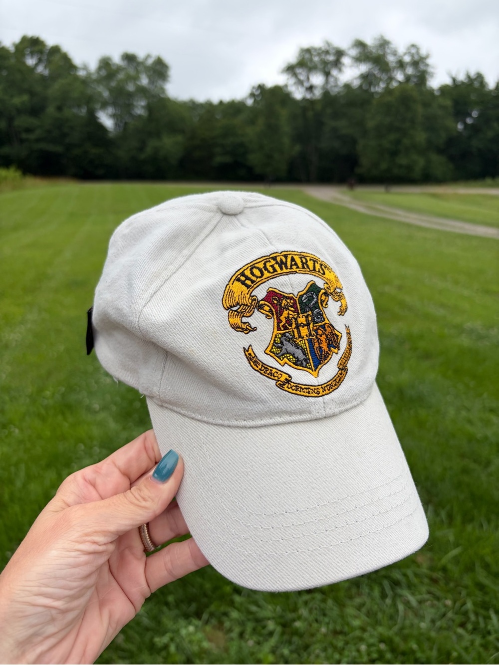 2001 Harry Potter Hogwarts Khaki‎ Adjustable Baseball Cap Hat OSFM Vintage